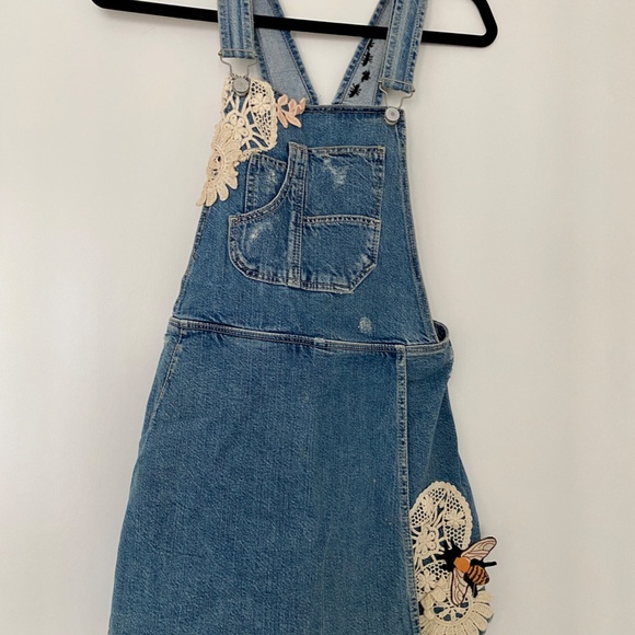 Zara Denim and Lace Overall Skort Dress - Picture 9 of 10